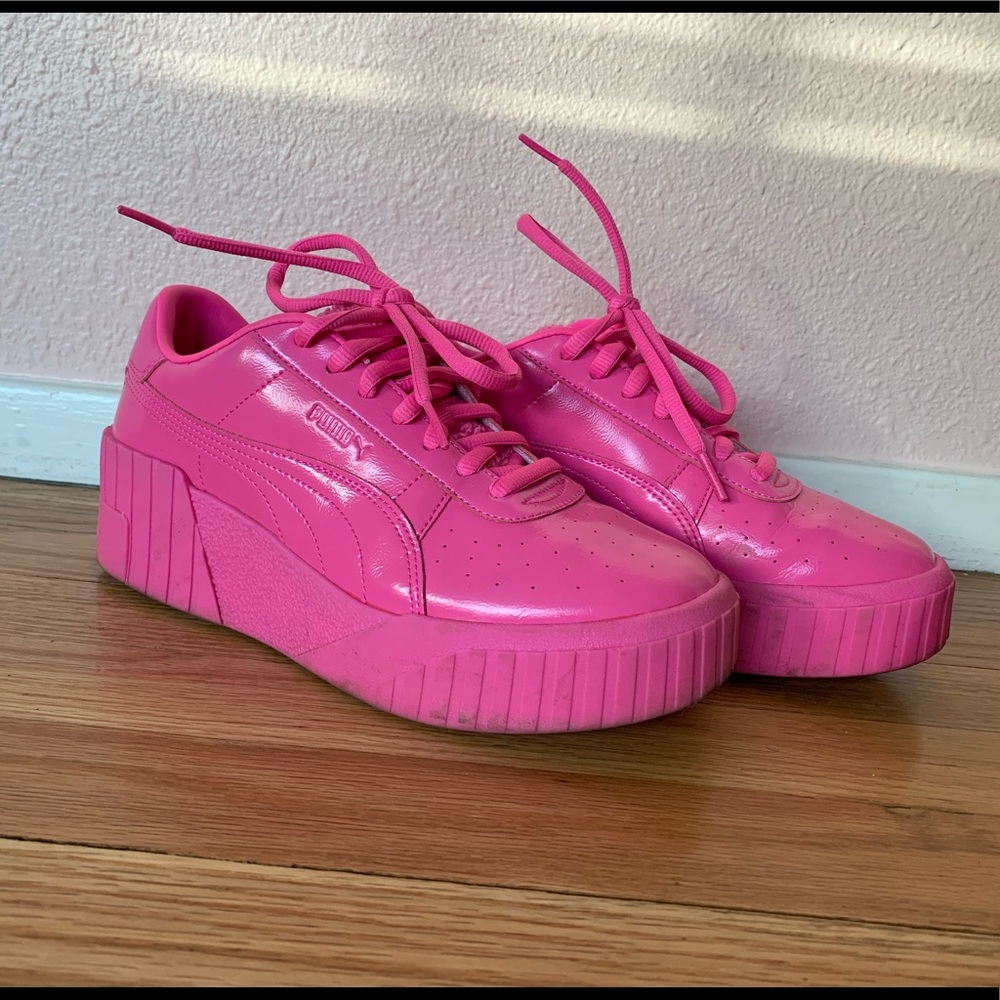 PUMA Cali Wedge sneakers in bright pink